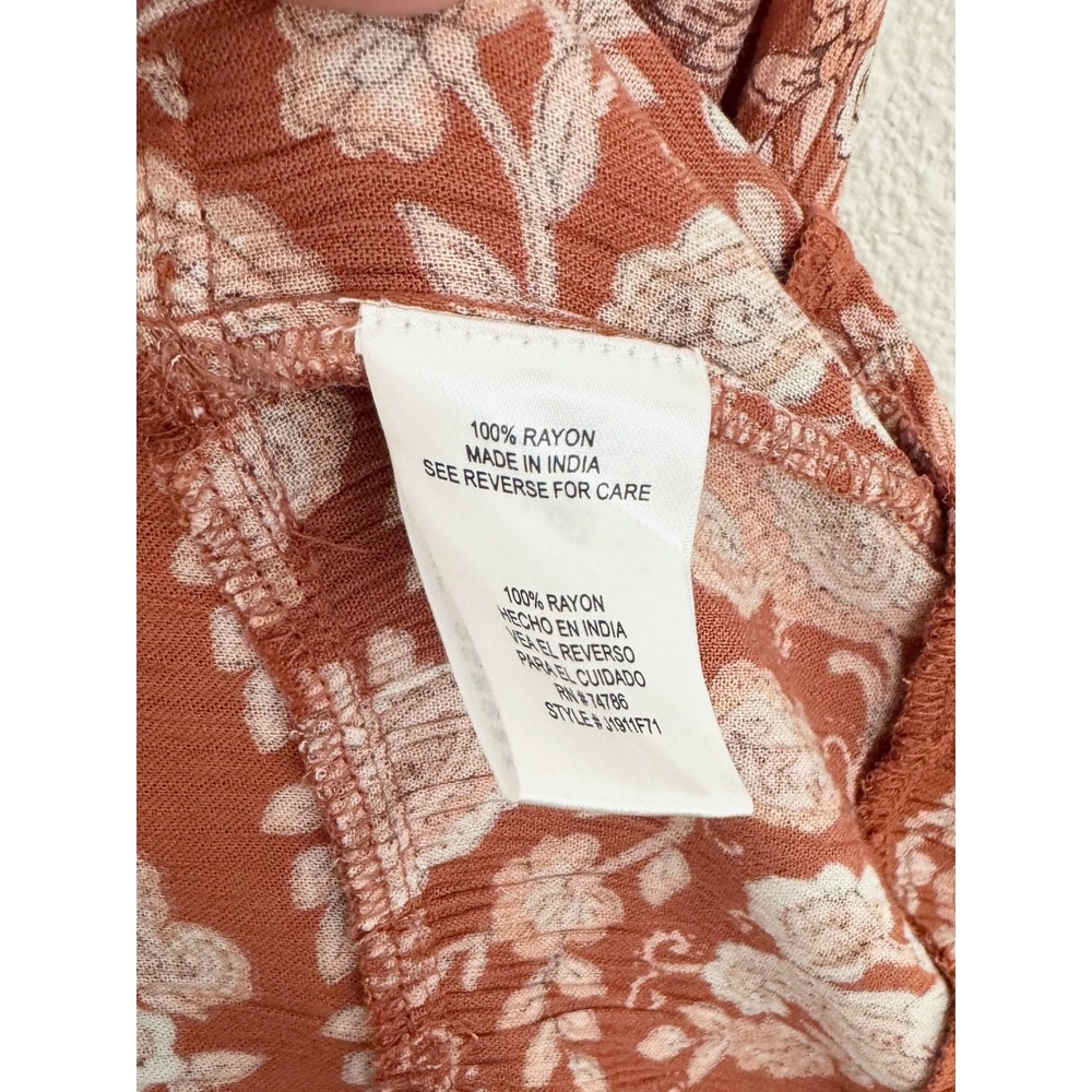 Bila 77 Terracotta Paisley Floral Tiered Boho Mini Dress Small - Picture 8 of 9